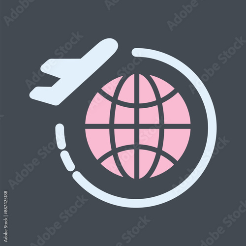 Round Travel Flights Vector Icon