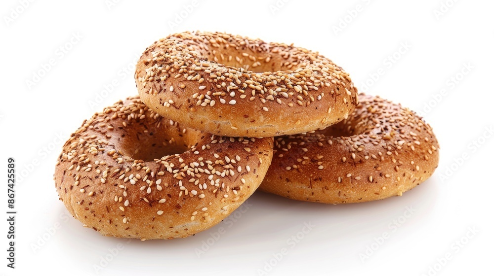 Turkish bagel called Simit on a white background Turkish bagel called Simit on a white background