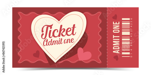 Admit One Valentine Vintage ticket isolated Retro	
