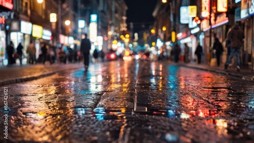 Wallpaper Mural a blurry image of a city street at night Torontodigital.ca