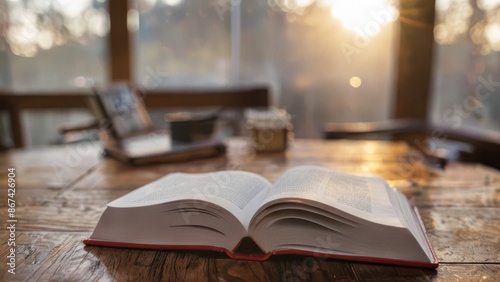 Wallpaper Mural a white book sitting on top of a wooden table Torontodigital.ca
