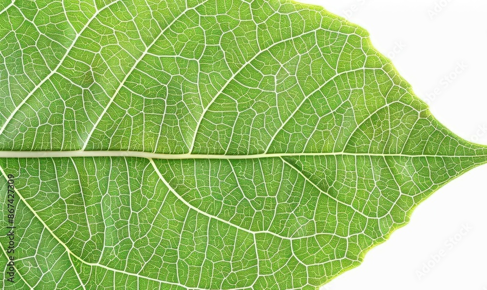 Close-up of a Green Leaf Showcasing its Veins and Cell Structure for Scientific or Educational Use. Close-up of a Green Leaf Showcasing its Veins and Cell Structure for Scientific or Educational Use.