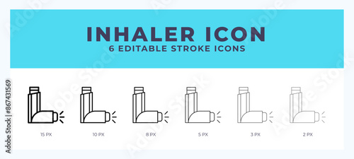 Inhaler icon set with different stroke. Design elements for logo. Vector illustration.