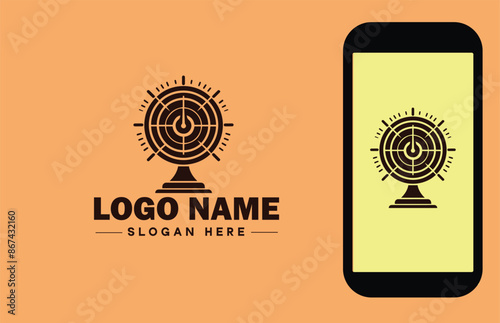 radar icon Radio detection Radio echo Microwave radar flat logo sign symbol editable vector