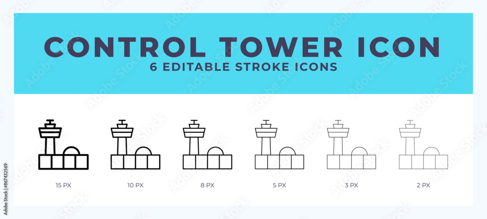 Obraz premium Control tower icon vector for web. And mobile app. Editable stroke outline icon.