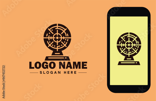 radar icon Radio detection Radio echo Microwave radar flat logo sign symbol editable vector