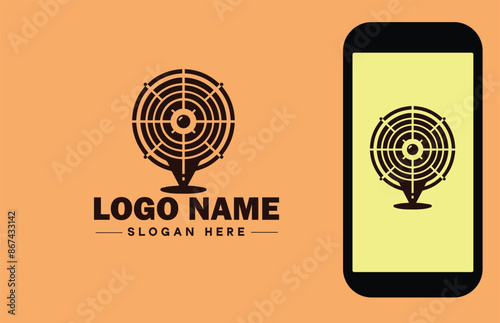 radar icon Radio detection Radio echo Microwave radar flat logo sign symbol editable vector