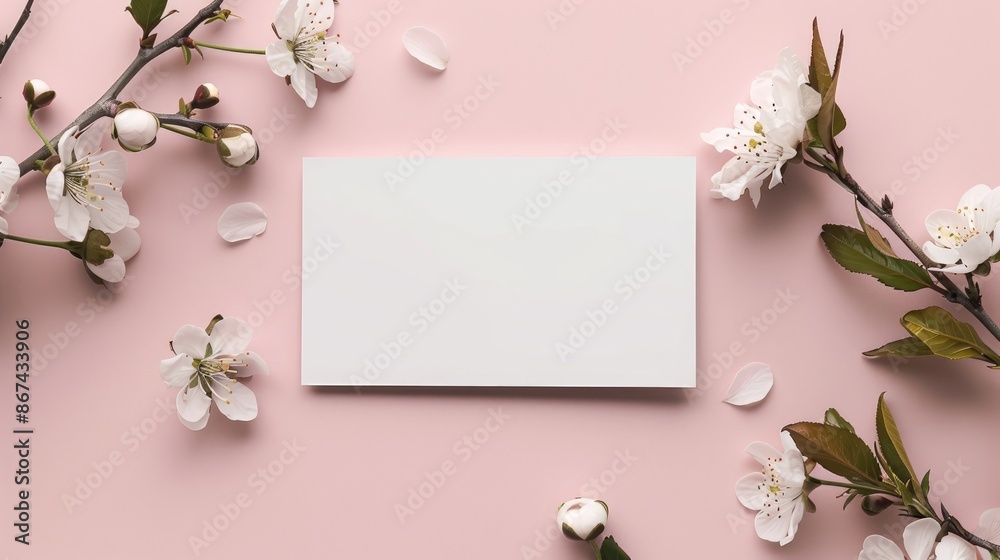 Floral Blank Business Card Photo with Soft Shadows for Design Presentations Floral Blank Business Card Photo with Soft Shadows for Design Presentations