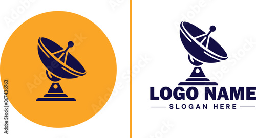 satellite dish icon Satellite antenna Satellite receiver Parabolic dish flat logo sign symbol editable vector