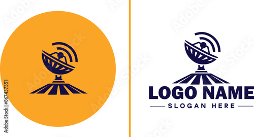 satellite dish icon Satellite antenna Satellite receiver Parabolic dish flat logo sign symbol editable vector