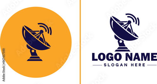satellite dish icon Satellite antenna Satellite receiver Parabolic dish flat logo sign symbol editable vector