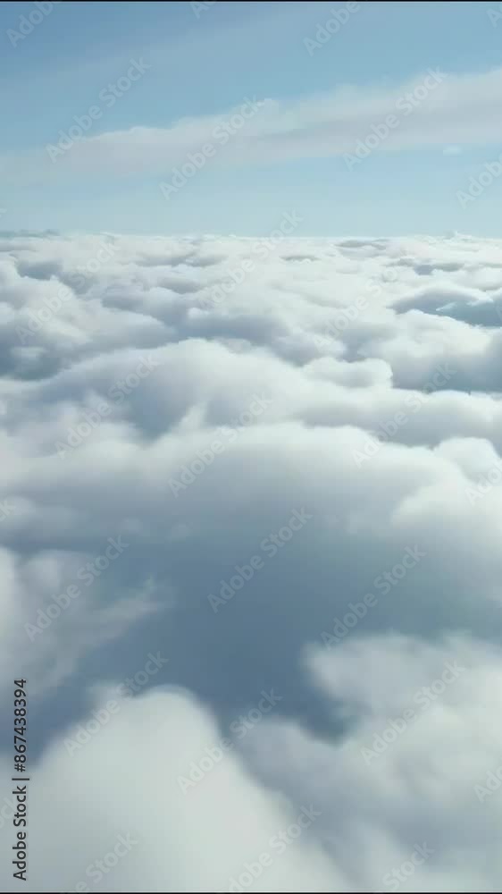 flight over the clouds in blue sky animation - 4k 9x16 vertical new stock video footage animation  AI