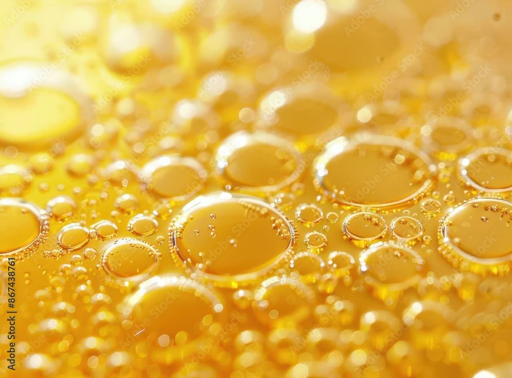 Close-up of a Bubbly, Bright Yellow Liquid, possibly oil or syrup. Close-up of a Bubbly, Bright Yellow Liquid, possibly oil or syrup.