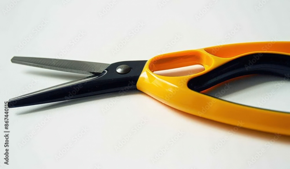 Precision Scissors with Yellow Handles on a White Background Precision Scissors with Yellow Handles on a White Background