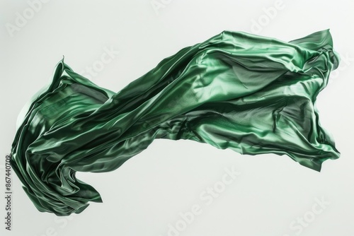 A piece of green cloth suspended in mid-air