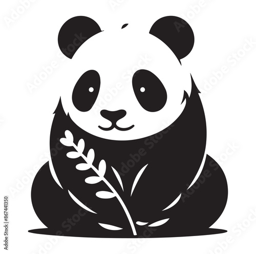 panda silhouette vector isolated on white background. photo