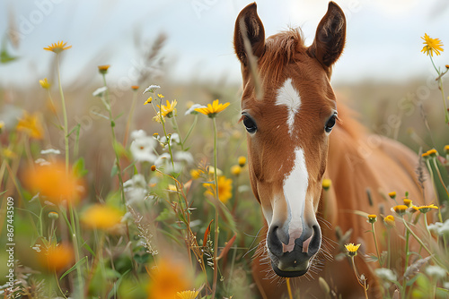 Close-up Portrait of Horse, Majestic Equine Beauty in Detailed Portrait