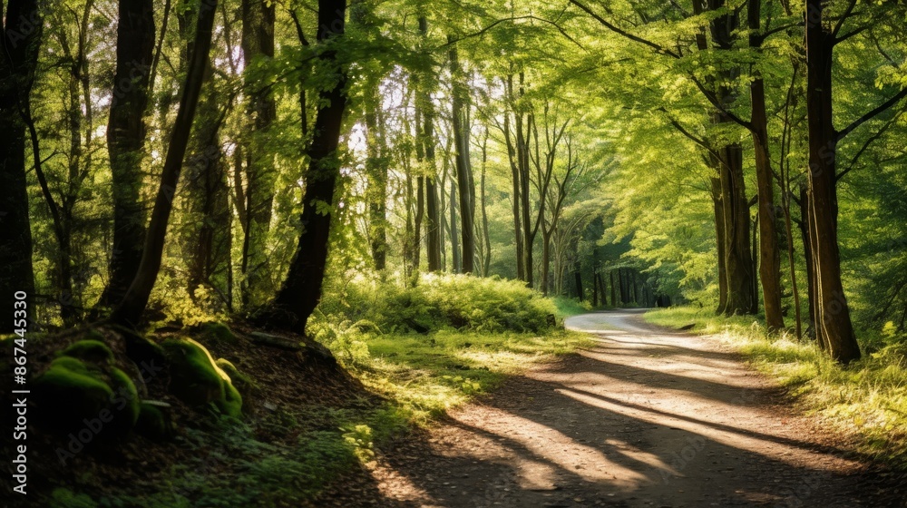 Serene Forest Paths with Sunlight. Serene Forest Paths with Sunlight.