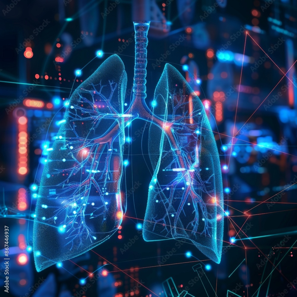 Detailed Lung Visualization in Futuristic Medical Tech Detailed Lung Visualization in Futuristic Medical Tech