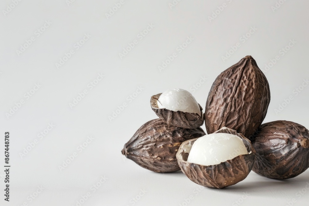 Close-Up Image of Shea Nuts and Shea Butter for Natural Skincare and Cosmetics Advertisement Close-Up Image of Shea Nuts and Shea Butter for Natural Skincare and Cosmetics Advertisement