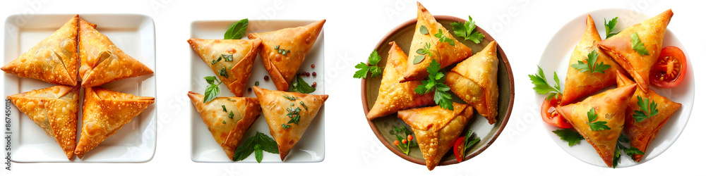 Collection of Samosa Indian Snack isolated on transparent background. Collection of Samosa Indian Snack isolated on transparent background.