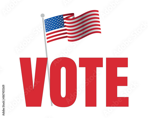 USA 2024 Presidential Election background with American flag colors design. Election event banner, card, poster, template, voting communication, background. Vote day, November 5. Vector illustration.