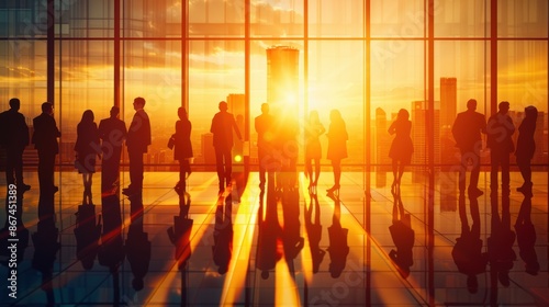 Wallpaper Mural Silhouettes of Business People Looking at Sunset from Office Window Torontodigital.ca