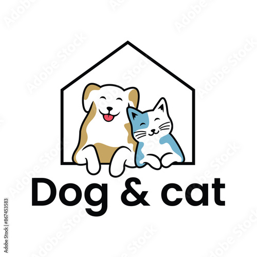 dog cat pet house home logo vector icon template