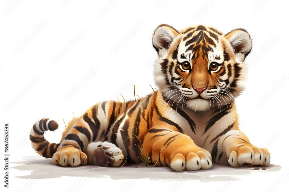 Obraz premium Majestic Tiger on White Background