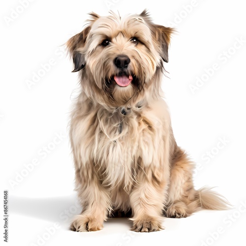 Pyrenean sheepdog dog breed standing against white background, AI Generated © Toseef