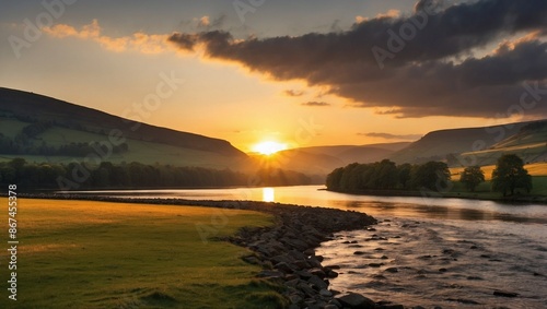 sunset over lake