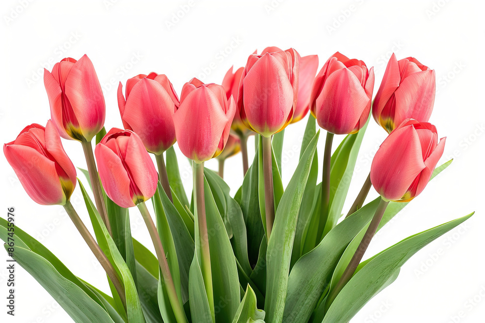 Vibrant bunch of red tulips standing upright, symbolizing love and passion, perfect for festive and spring occasions. Vibrant bunch of red tulips standing upright, symbolizing love and passion, perfect for festive and spring occasions.