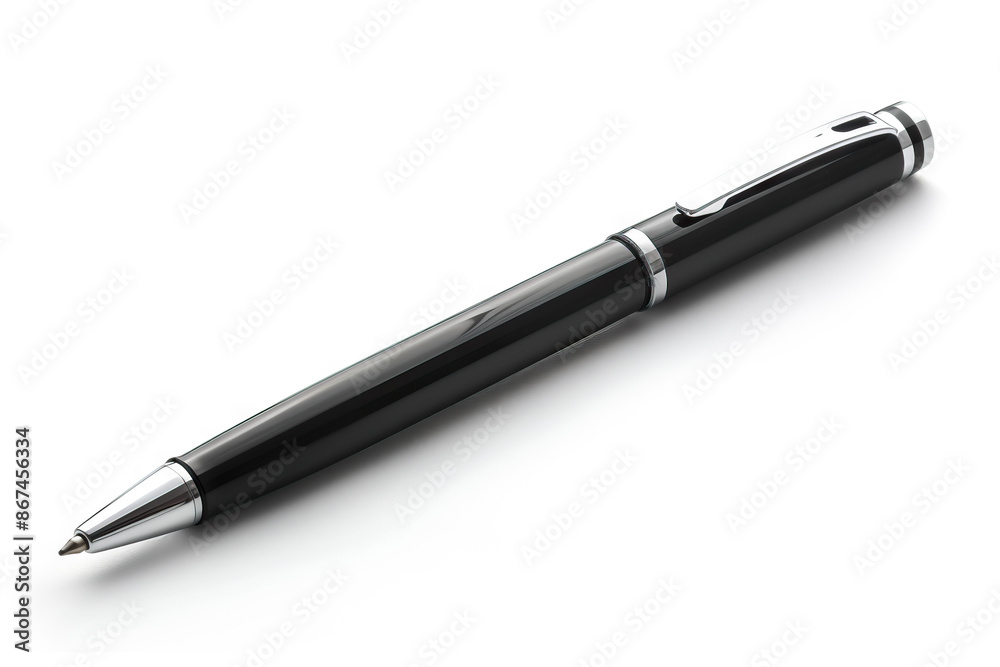 Elegant black pen isolated on white, ideal for sophisticated corporate and personal communication needs Elegant black pen isolated on white, ideal for sophisticated corporate and personal communication needs