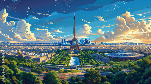 オリンピックと競技場の風景