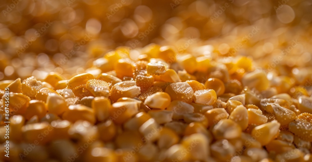 Close-up of golden corn kernels against a dark background. Close-up of golden corn kernels against a dark background.