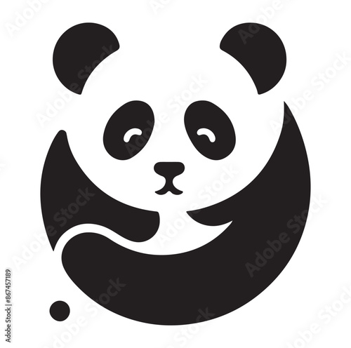 panda silhouette vector isolated on white background.