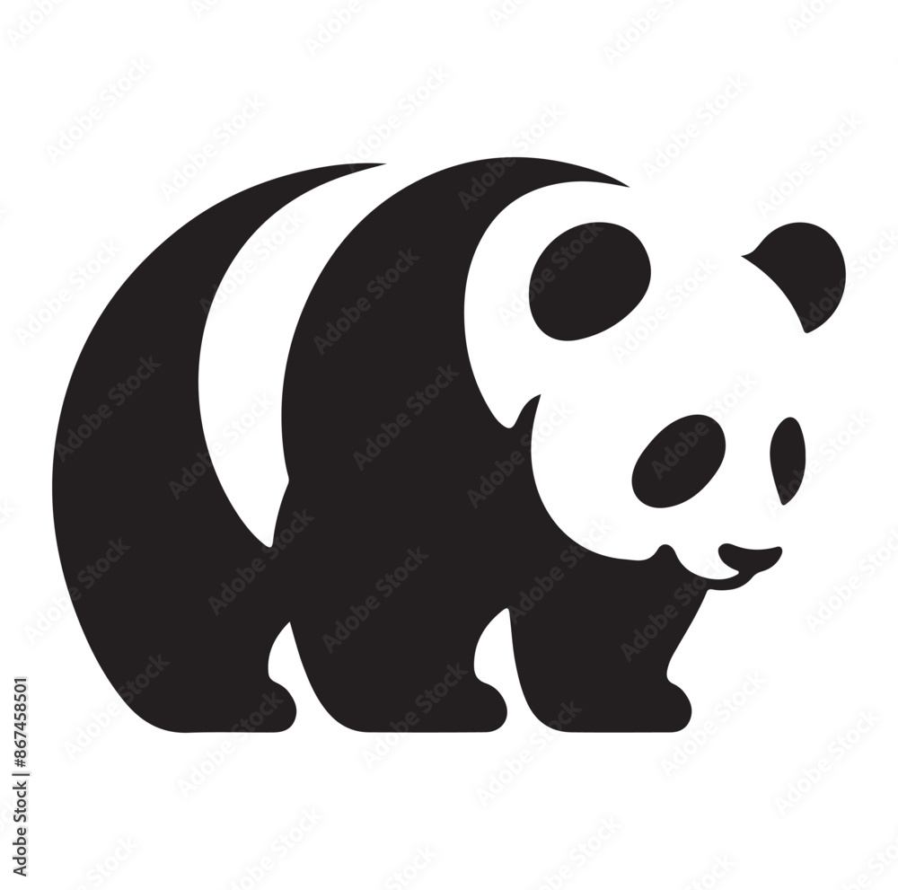 panda silhouette vector isolated on white background. panda silhouette vector isolated on white background.