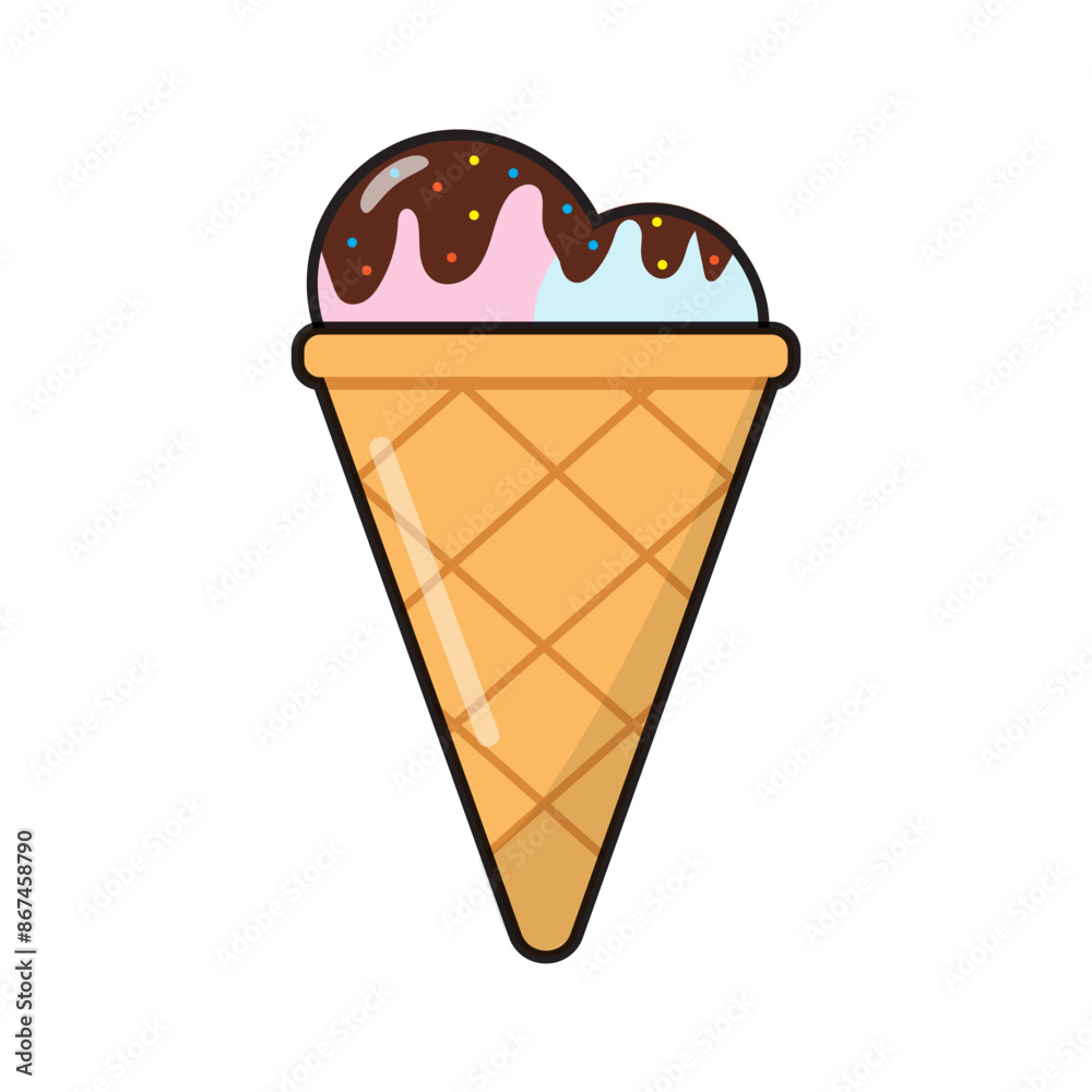 Hand drawn ice cream isolated on white background. Design concept for summer vacation and travel. Hand drawn ice cream isolated on white background. Design concept for summer vacation and travel.
