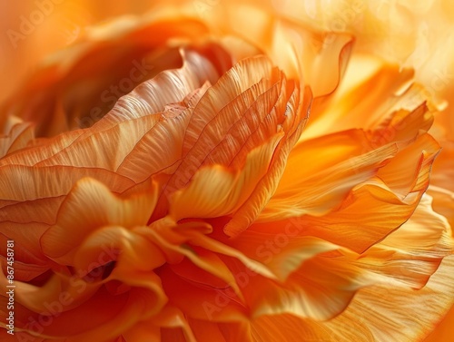 Vivid Orange Flower with Detailed Petals and a Soft Blurred Background, Showcasing Nature's Beauty
