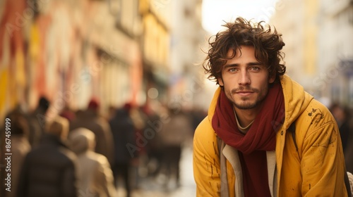 Man Wearing Scarf Around Neck