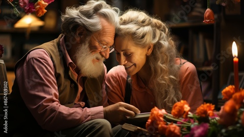 Man and Woman Reading Book Together