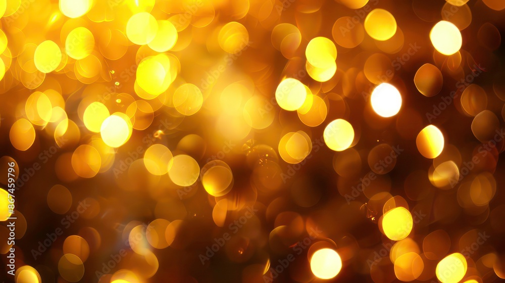Fototapeta premium A copy space image featuring yellow lights creates a blurred effect on a brown background. Generative AI