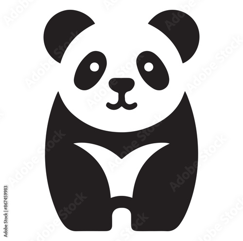 panda silhouette vector isolated on white background.