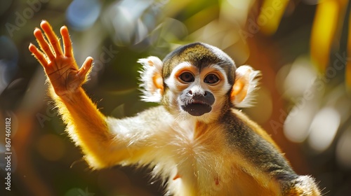 Cute monkey waving.  photo