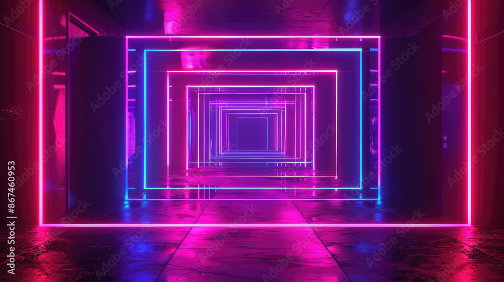 Abstract neon light geometric background. Glowing Abstract neon light geometric background. Glowing