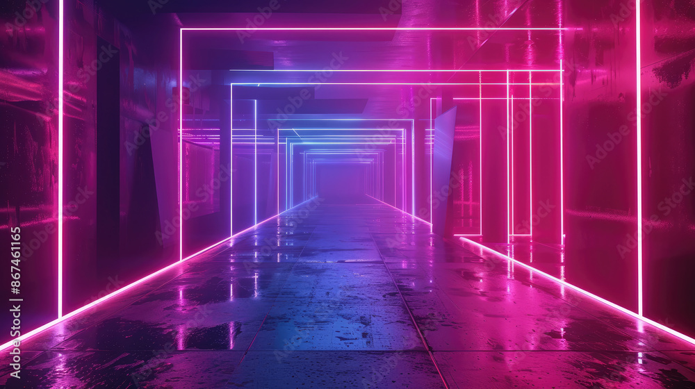 Abstract neon light geometric background. Glowing Abstract neon light geometric background. Glowing