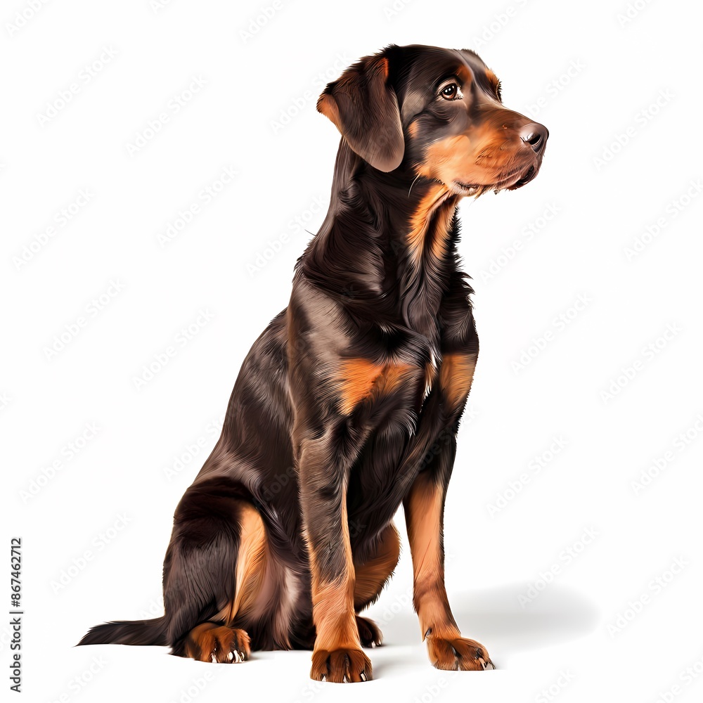 Obraz premium Pudelpointer dog breed standing against white background, AI Generated