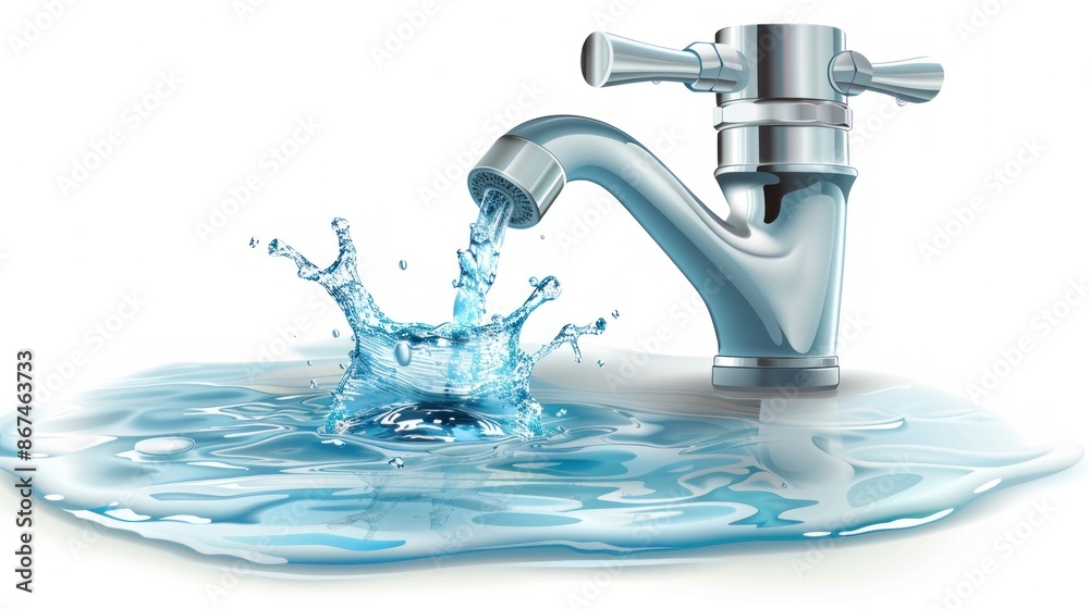 Water Flowing From a Silver Faucet Water Flowing From a Silver Faucet