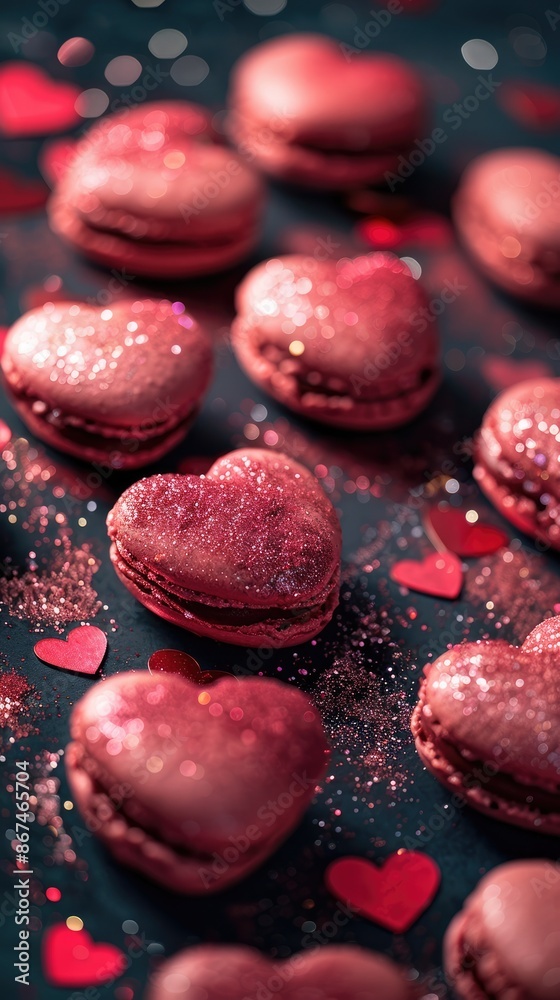 Glitter Heart-Shaped Macarons for Valentine's Day Glitter Heart-Shaped Macarons for Valentine's Day