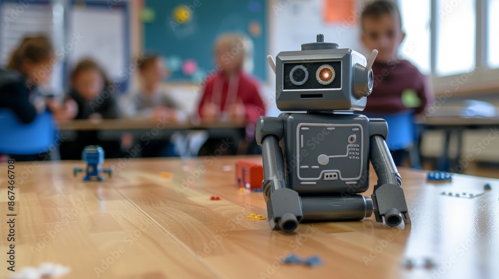 Children and Teacher Assemble Robots in Classroom Children and Teacher Assemble Robots in Classroom